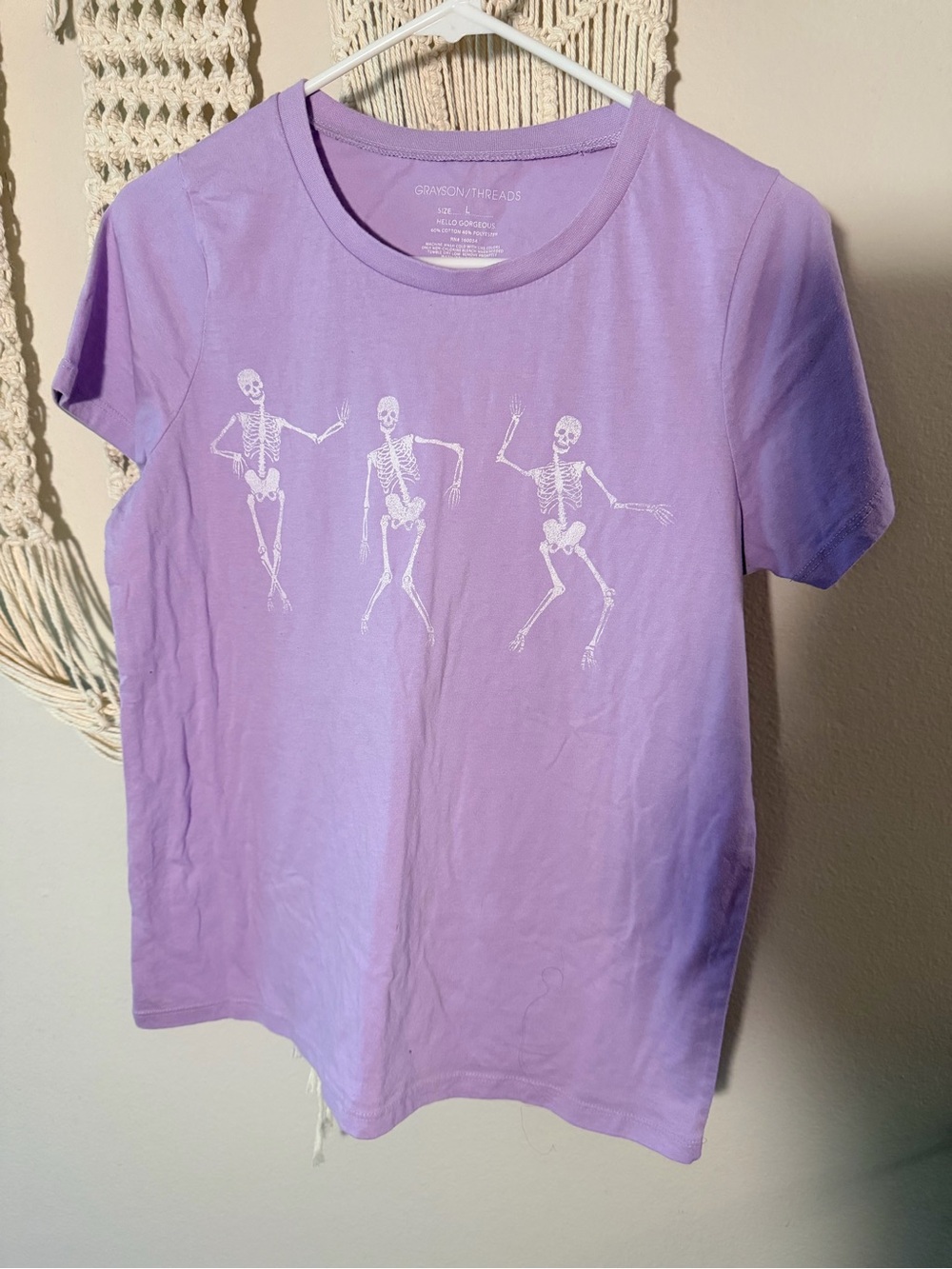 Grayson Threads Halloween Lavender Skeleton Graphic Tee